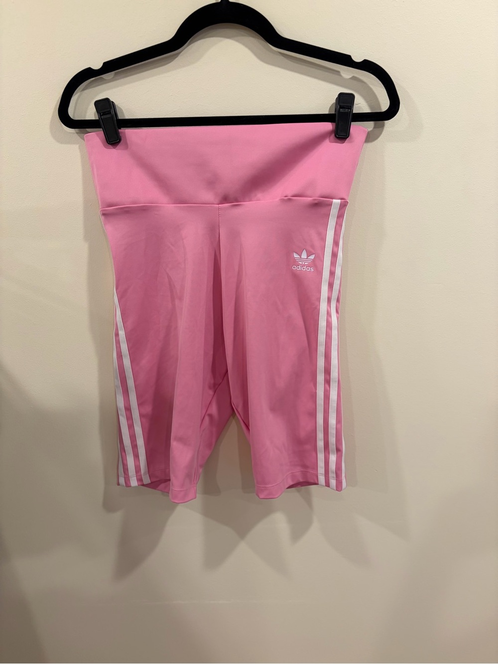 Adidas Pink Bike Shorts with 3-Stripes Size M